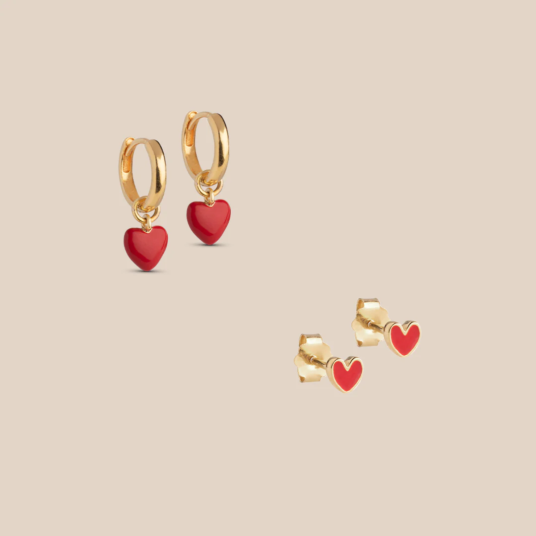 Amore Red Earrings Gavesett