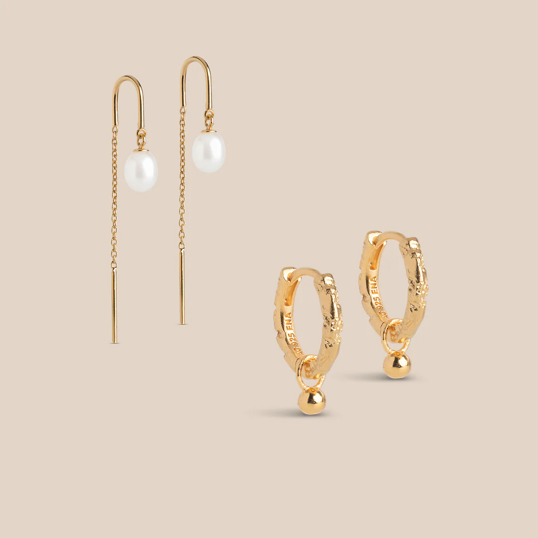 Feminine Pearl Øredobber Stack
